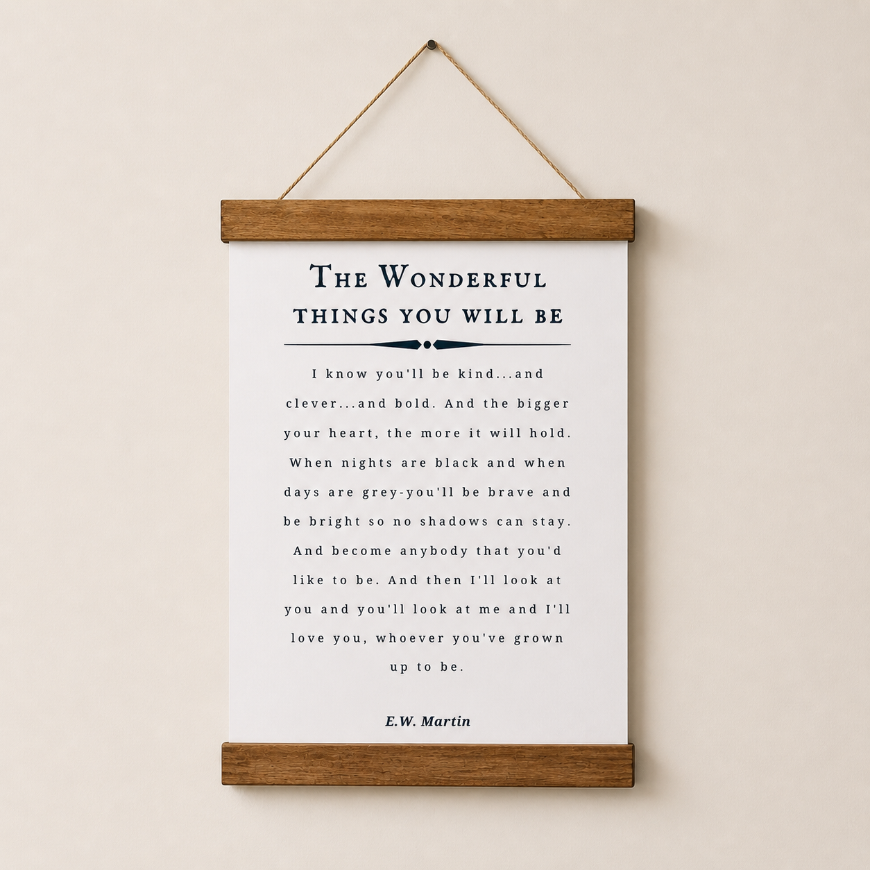 The Wonderful Things you will be minimalist canvas sign