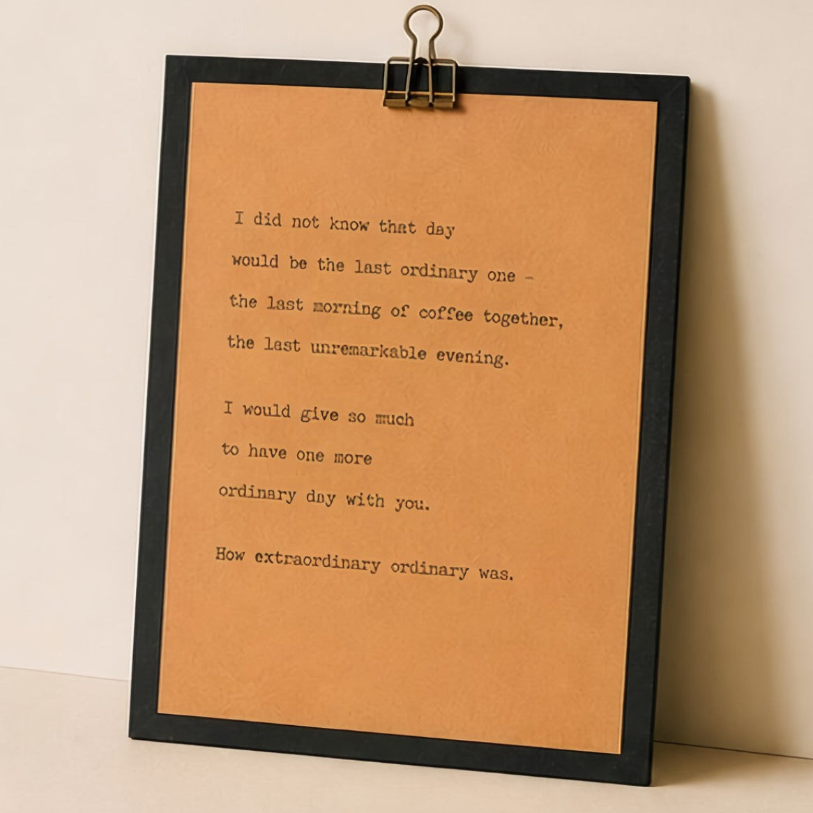 9x12 grief and remembrance wood sign with kraft paper quote design displayed against a neutral wall