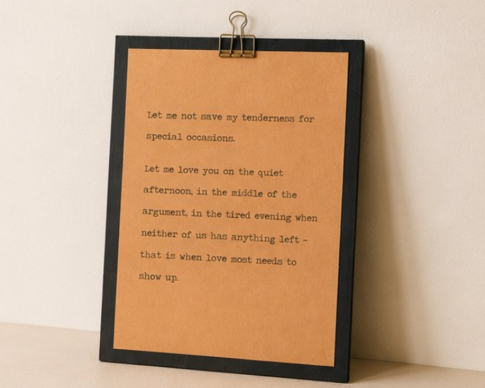 9x12 love and marriage wood sign with kraft paper quote design displayed against a neutral wall