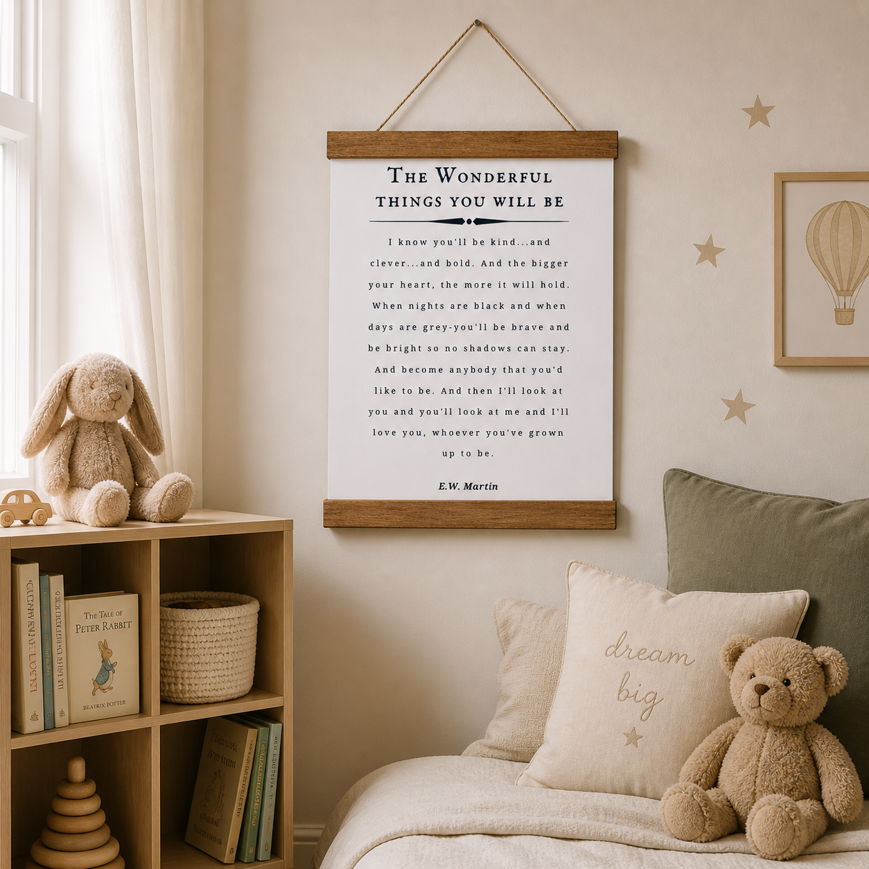 The Wonderful Things You Will Be — E.W. Martin Nursery Quote Canvas Scroll Sign