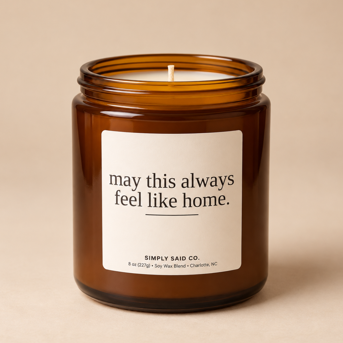 May This Always Feel Like Home fresh floral soy candle in amber glass jar by Simply Said Co